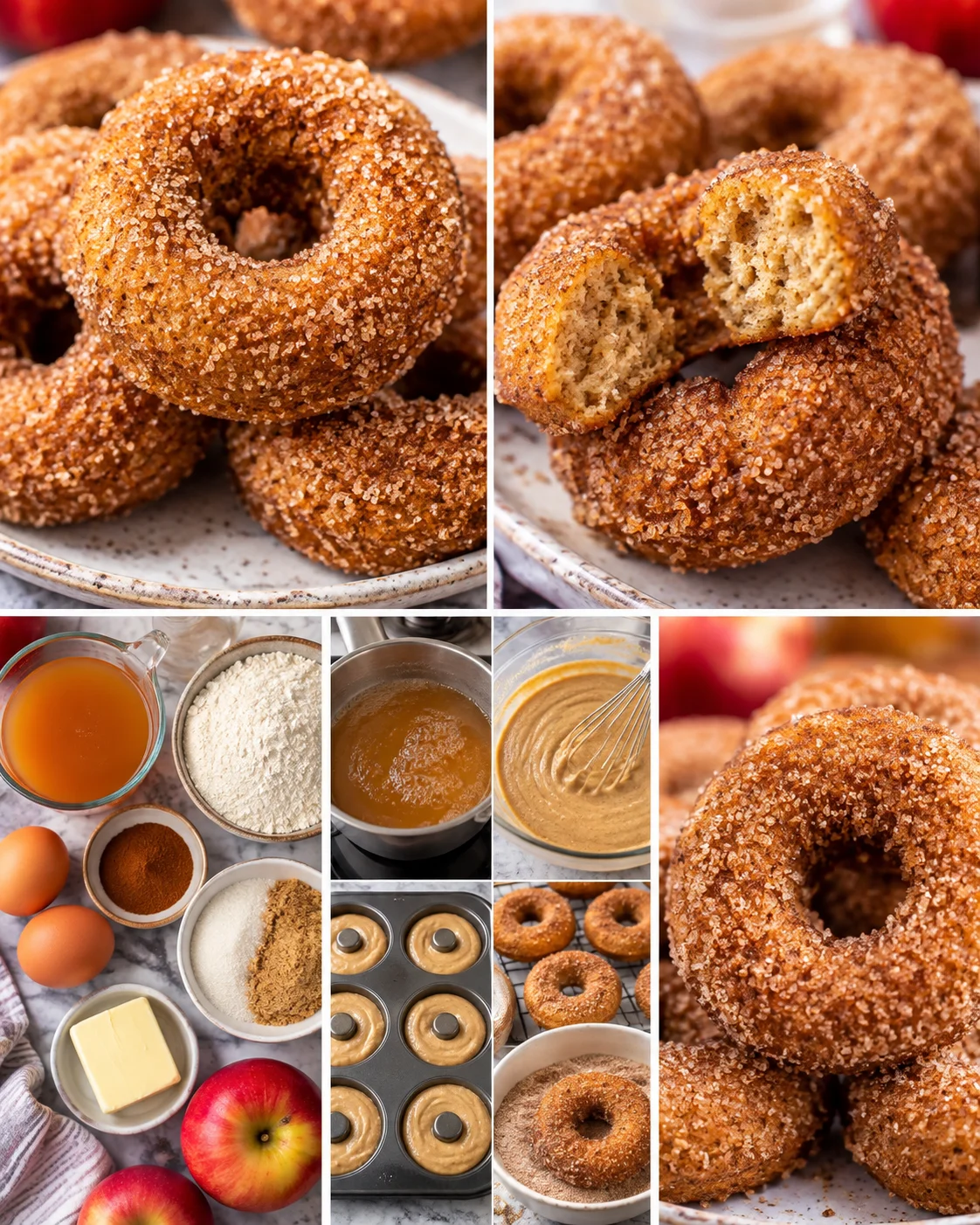 Texture close-up showing the tender crumb and cinnamon sugar coating