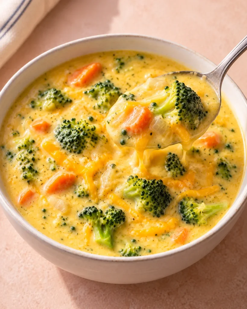 Alternate close-up serving of Best Broccoli Cheddar Soup Recipe