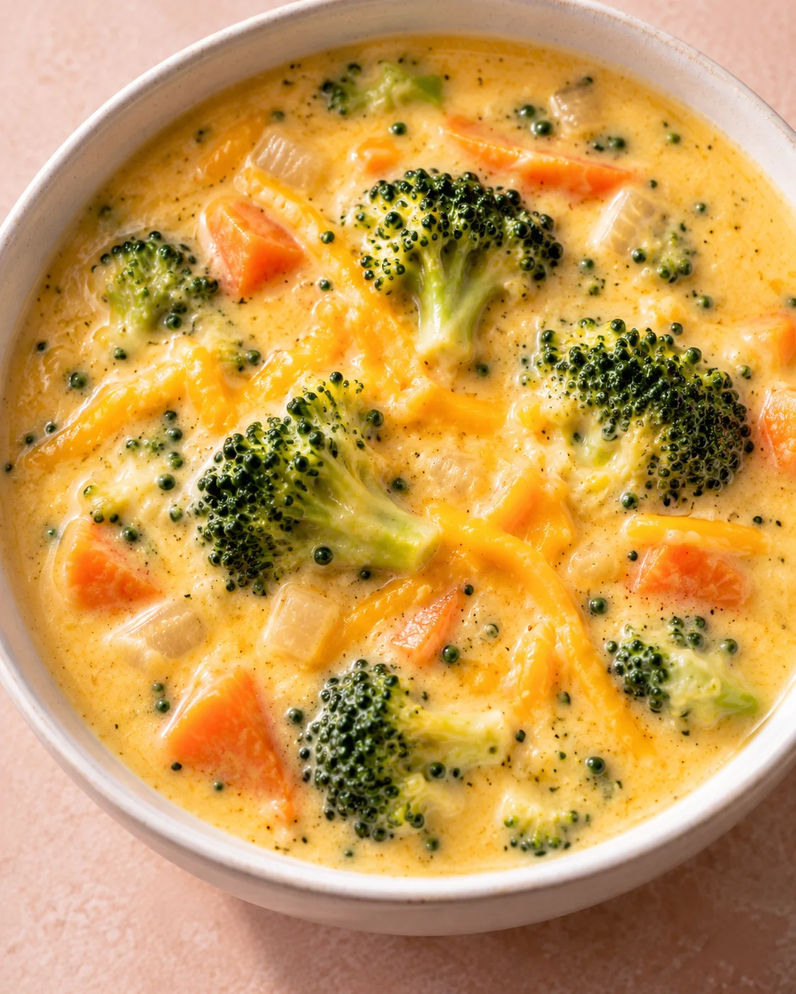 Texture detail showing the crumb and interior of Best Broccoli Cheddar Soup Recipe