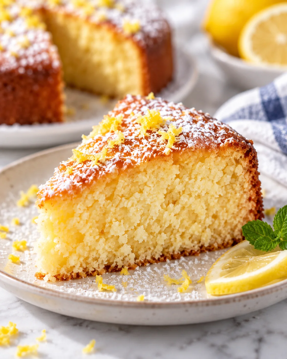 Alternate close-up serving of Greek Yogurt Cake Recipe (Easy, Moist, and No Mixer)