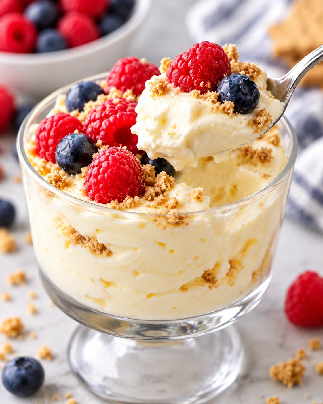 Alternate close-up serving of Greek Yogurt Cheesecake Pudding Recipe (1-Minute, No-Bake)