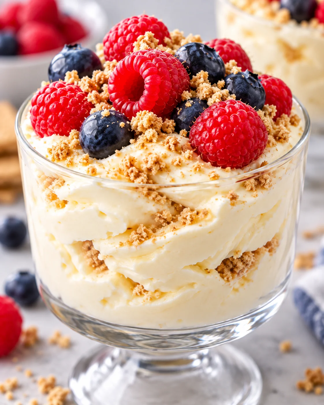 Texture detail showing the crumb and interior of Greek Yogurt Cheesecake Pudding Recipe (1-Minute, No-Bake)