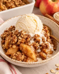 Alternate close-up serving of Healthy Apple Crisp Recipe with Oats