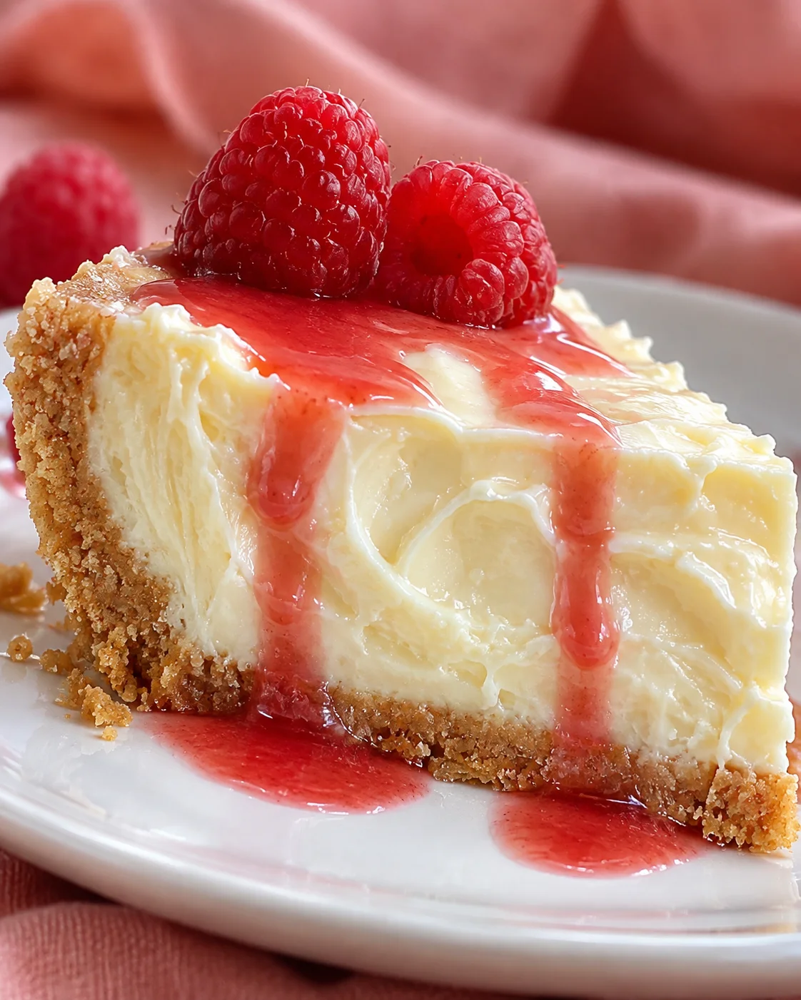 Alternate close-up of a chilled Greek yogurt cheesecake slice on a plate