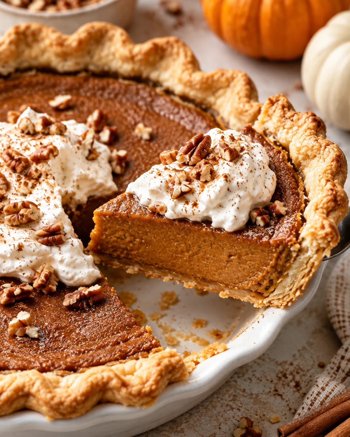 Texture detail showing the crumb and interior of Healthy Pumpkin Pie (Creamy, Naturally Sweetened, and Dairy-Free)